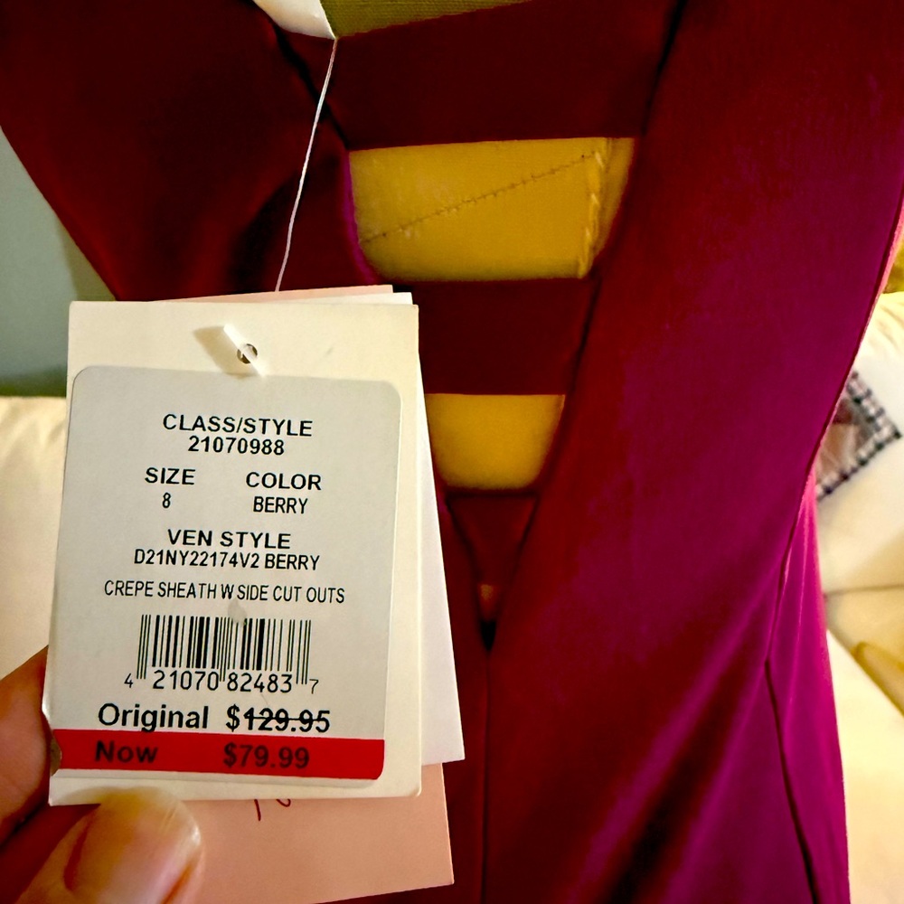 Berry Crepe Sheath Dress with Side Cut Outs